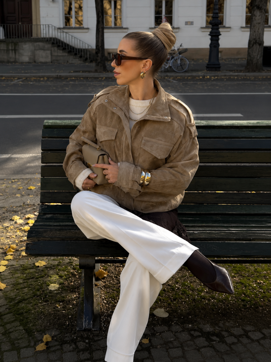 Jaqueta Feminina Oversized Suede Premium Modern Bellagio