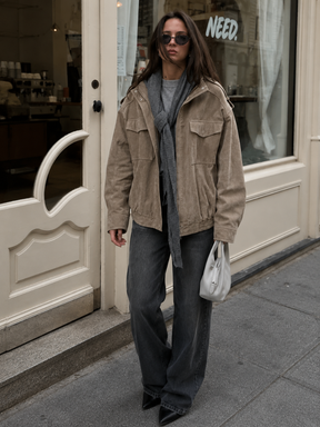 Jaqueta Feminina Oversized Suede Premium Modern Bellagio