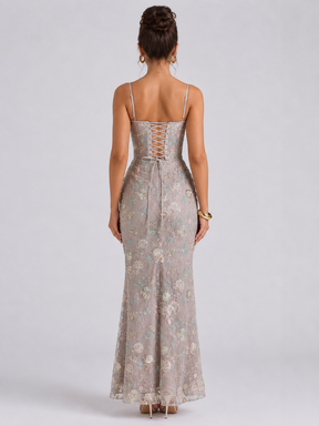 Vestido Longo Corset e Paetê Bordado Modern Rosalie