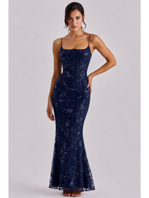 Vestido Longo Corset e Paetê Bordado Modern Rosalie