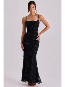 Vestido Longo Corset e Paetê Bordado Modern Rosalie