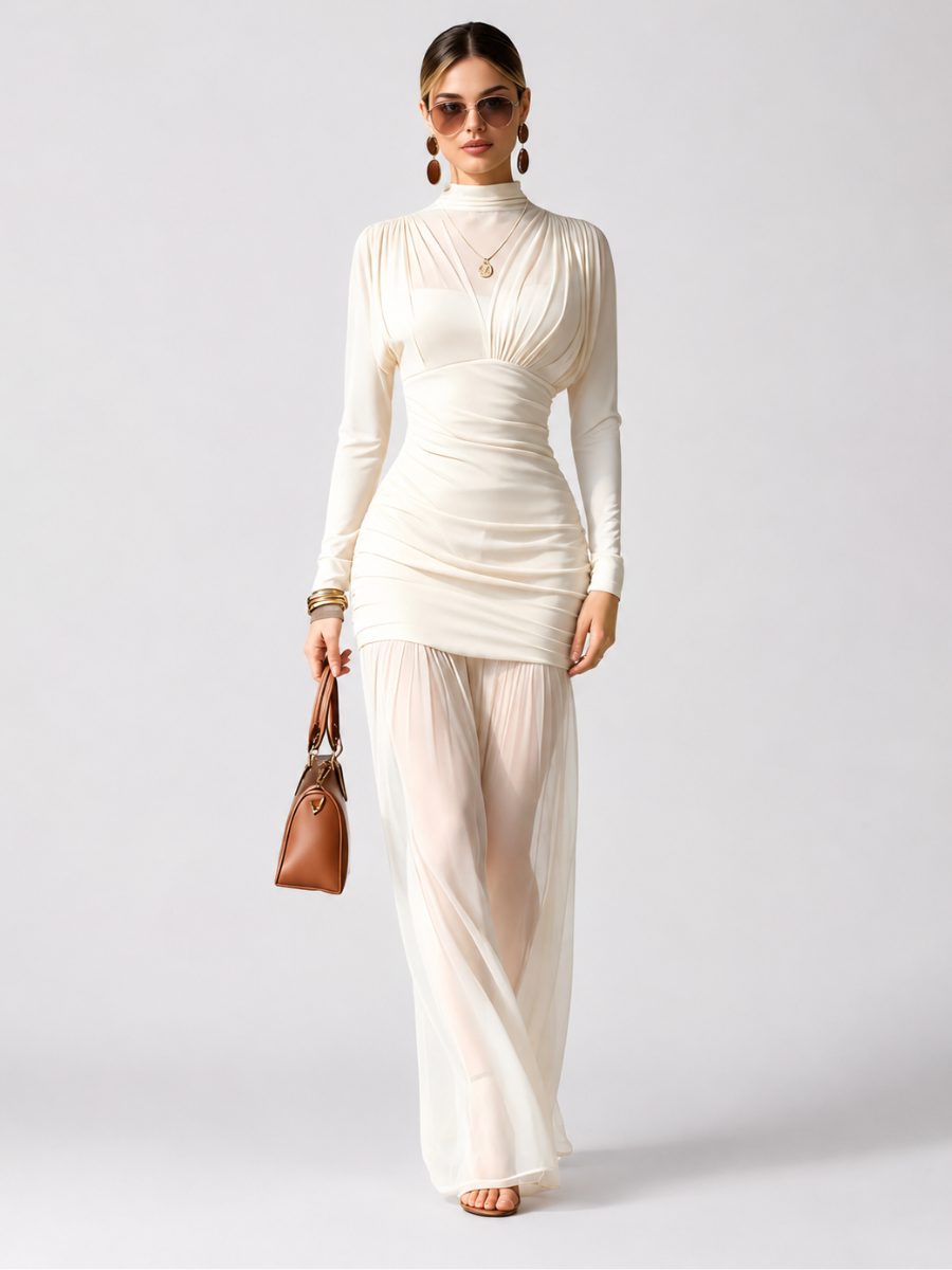 Vestido Longo com Tule Modern Amara
