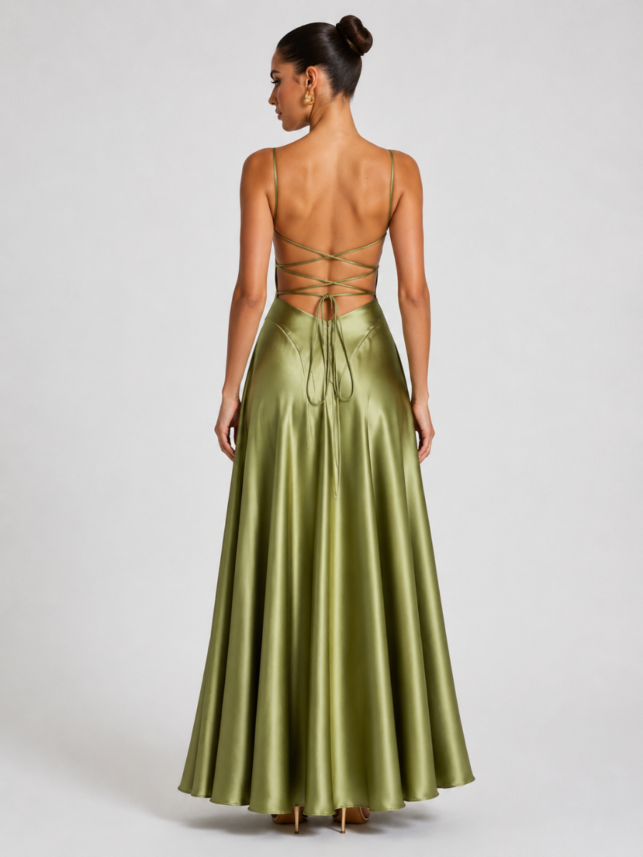 Vestido Longo Cetim Modern Nancy