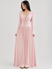 Vestido de Manga Longa Elegante Longo com Renda Modern Dyni