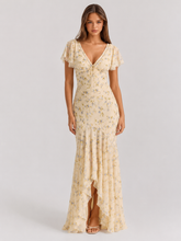 Vestido Longo Floral com Manga Princesa Modern Jamylle
