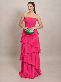 Vestido Sem Alças com Babados Plissado Modern Aurorah