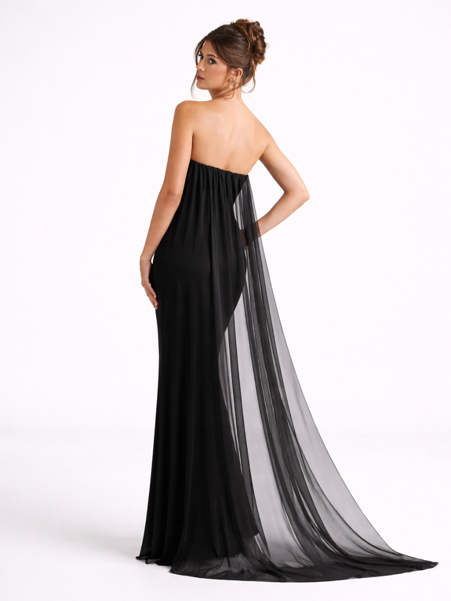 Vestido Longo Sem Alças Com Fenda Modern Elora