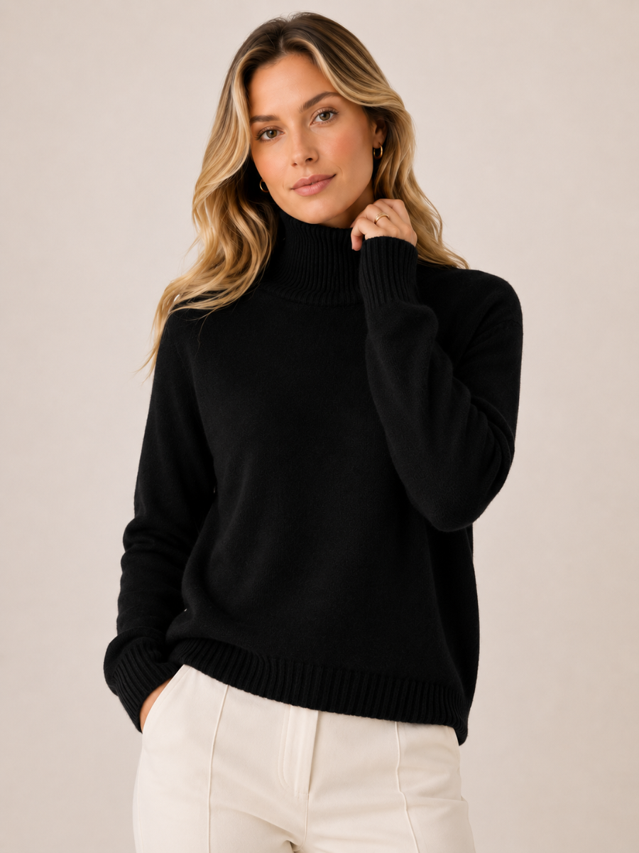 Suéter Feminino de Caxemira Gola Alta Modern Elegance