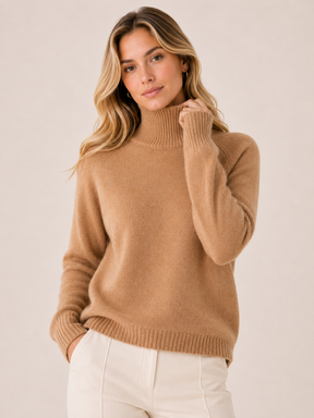 Suéter Feminino de Caxemira Gola Alta Modern Elegance