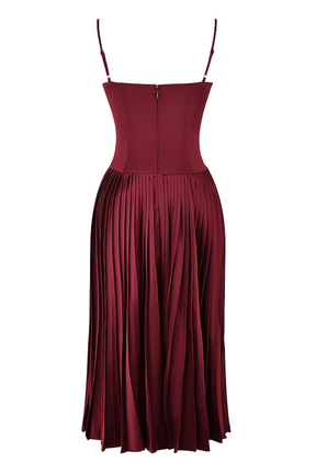 Vestido Plissado Midi Modern Wine - Golden Era