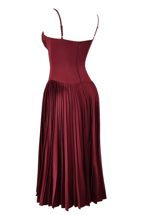 Vestido Plissado Midi Modern Wine - Golden Era