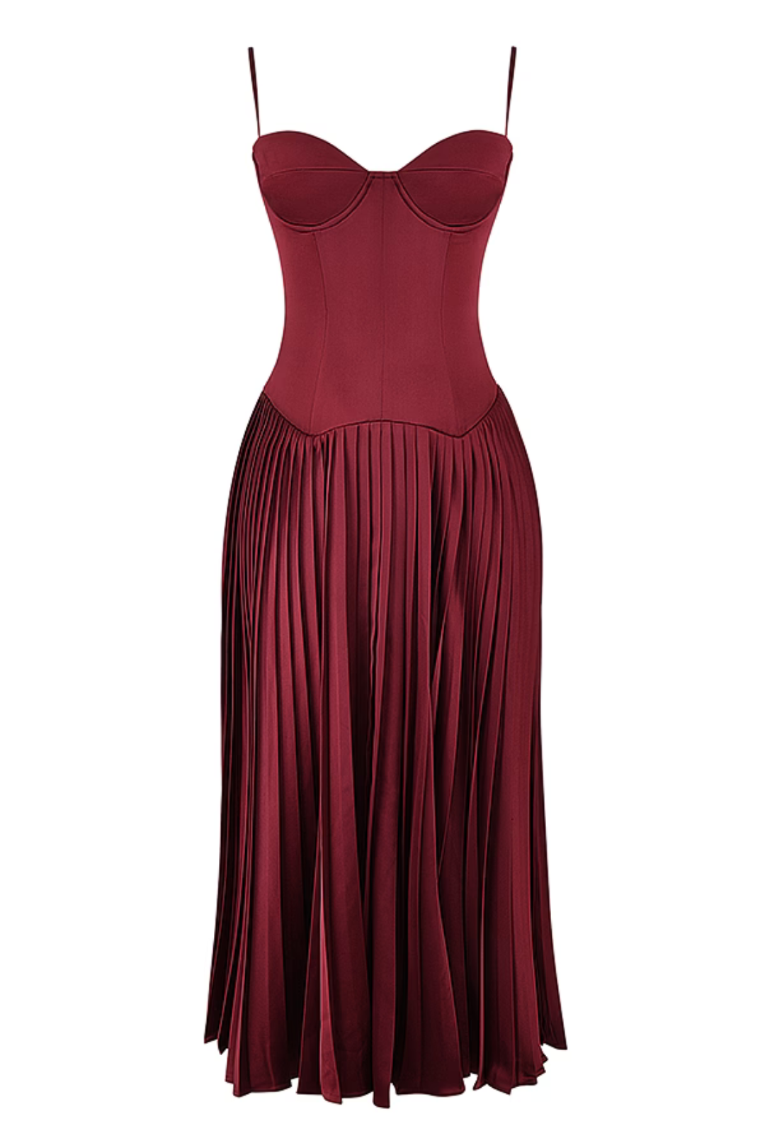 Vestido Plissado Midi Modern Wine - Golden Era