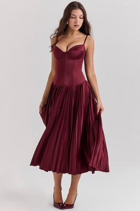 Vestido Plissado Midi Modern Wine - Golden Era