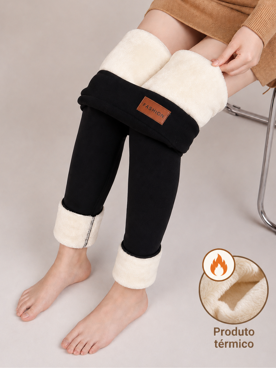 Calça Legging Térmica Forrada Com Lã Polar Fashion Confort
