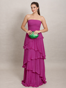 Vestido Sem Alças com Babados Plissado Modern Aurorah
