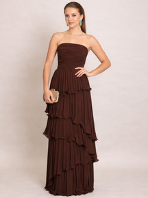 Vestido Sem Alças com Babados Plissado Modern Aurorah