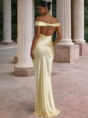 Vestido Longo Ombro a Ombro Cetim Jaine
