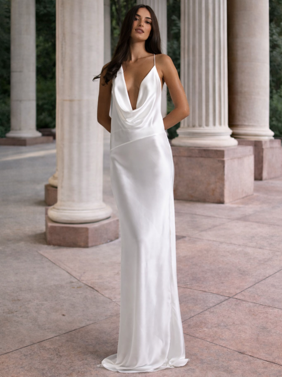 Vestido Longo em Cetim Tianny