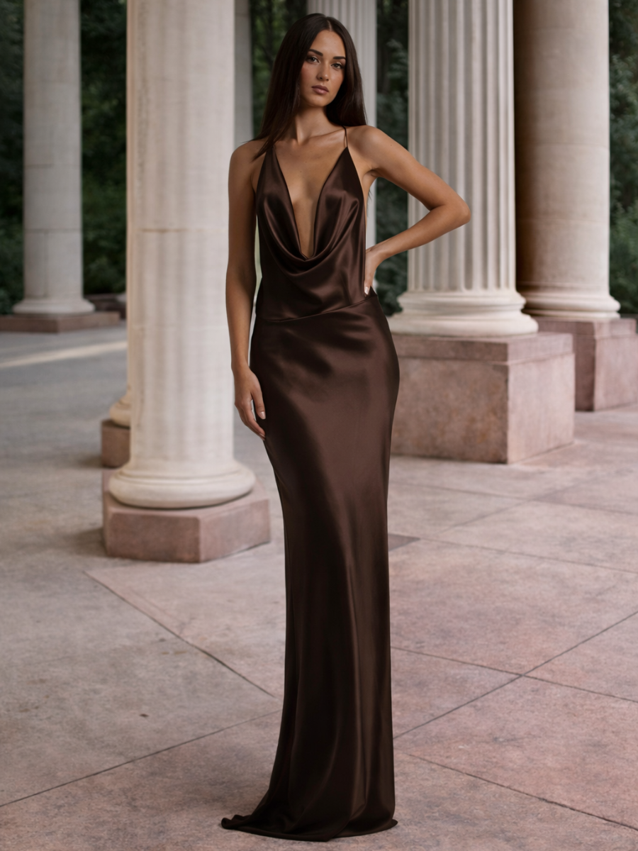 Vestido Longo em Cetim Tianny