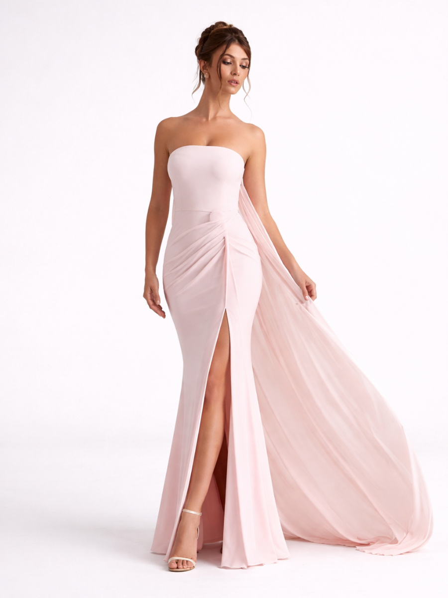 Vestido Longo Sem Alças Com Fenda Modern Elora