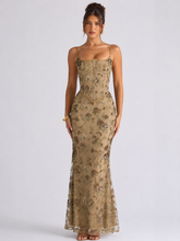 Vestido Longo Corset e Paetê Bordado Modern Rosalie
