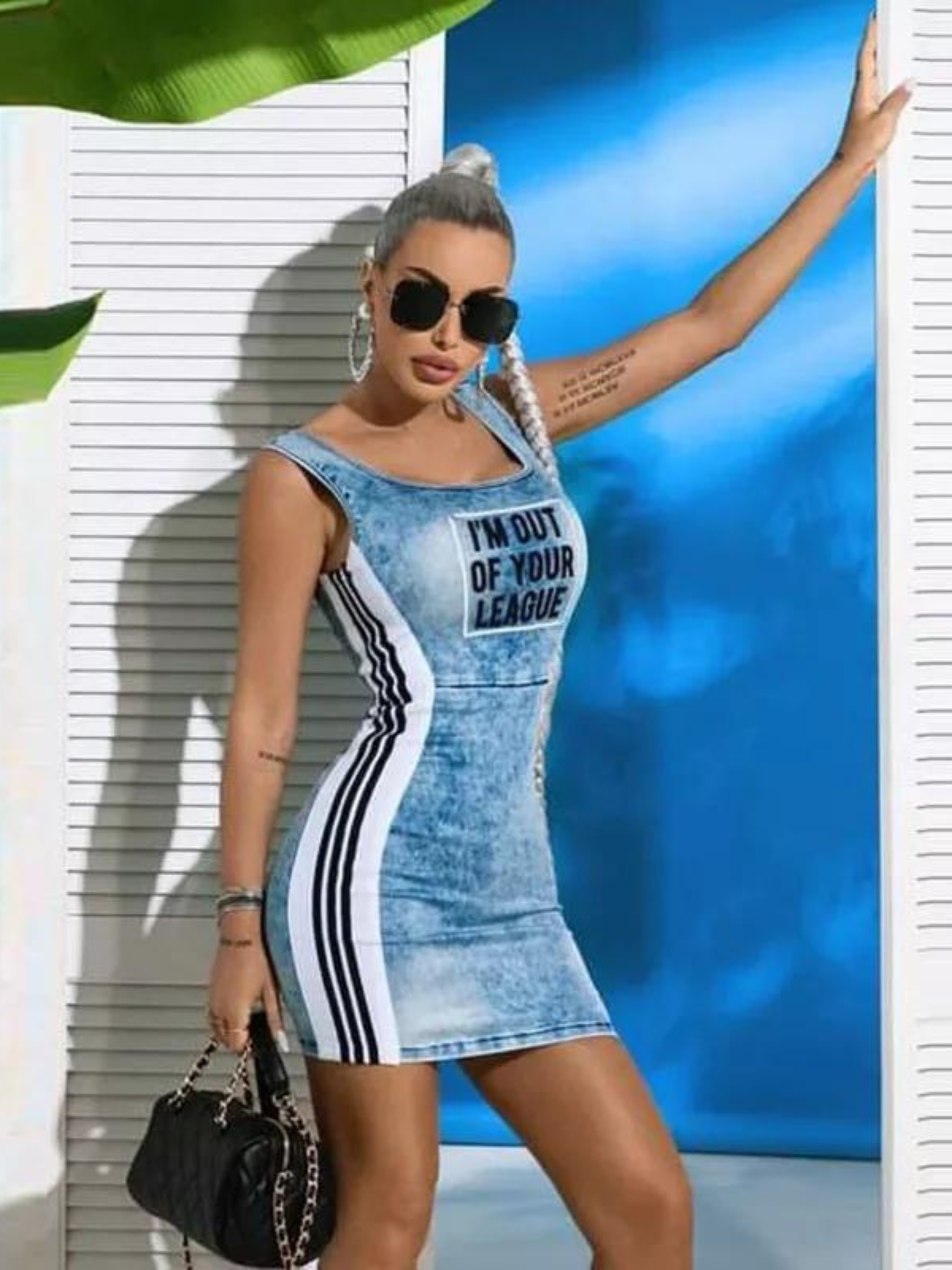 Vestido Curto Justo Fake Jeans Modern Denin