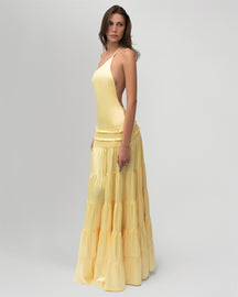 Vestido Longo Acetinado Costas Aberta Modern Athena