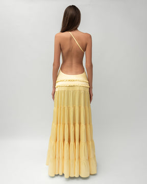 Vestido Longo Acetinado Costas Aberta Modern Athena