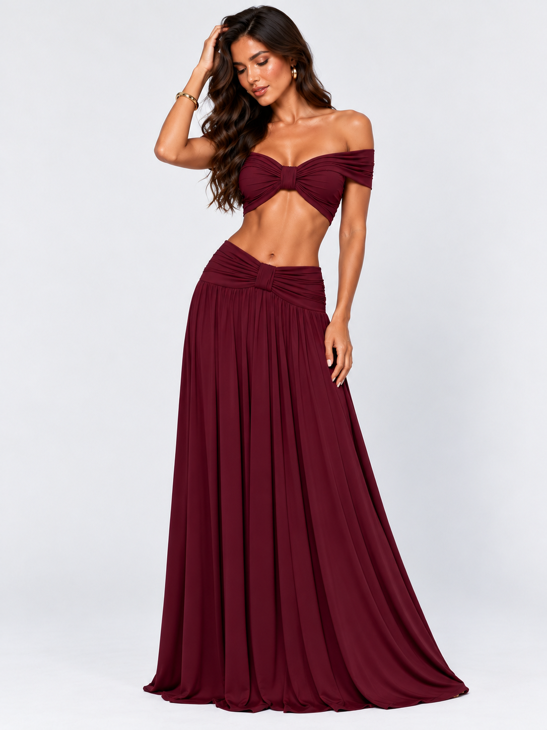 Conjunto Cropped e Saia Longa Modern Dalene
