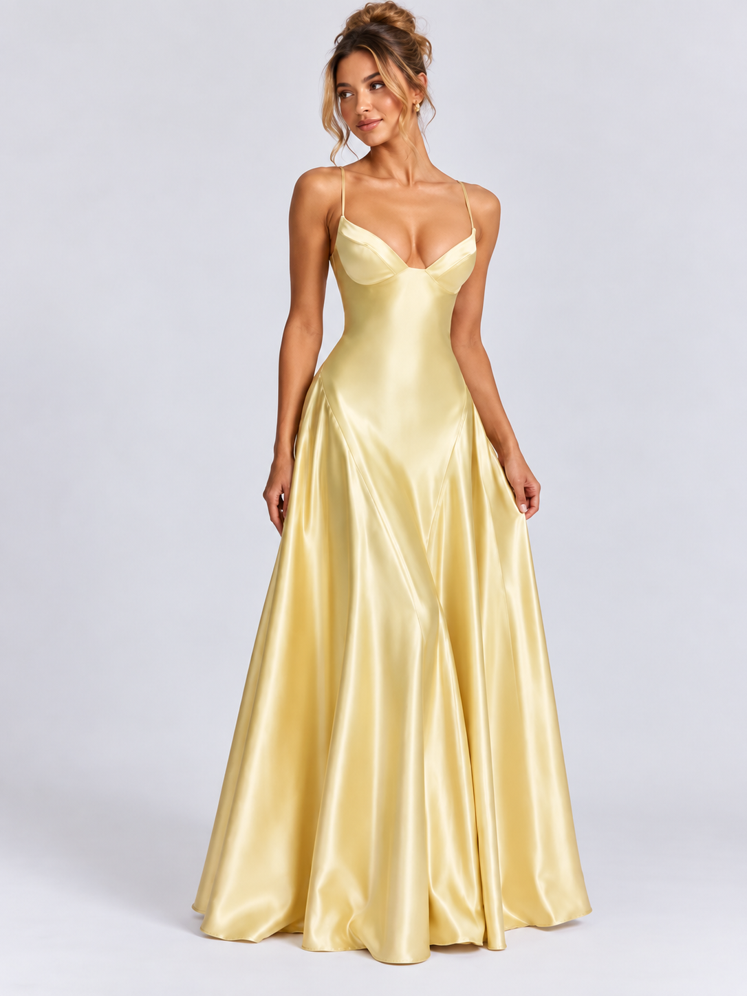 Vestido Longo Cetim Corset Modern Nadiny