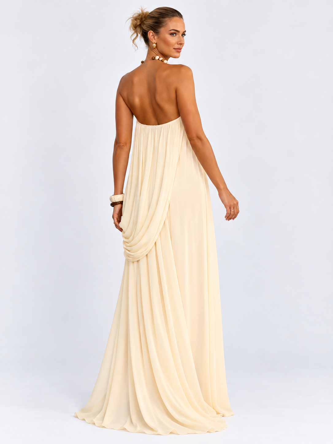Vestido Longo Branco Sem Alças Modern Marie