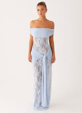 Vestido Ombro a Ombro Rendado Com Detalhe Pendurado Modern Gracie