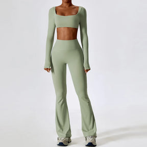 Conjunto Top Manga Longa e Calça Flare Modern Motion