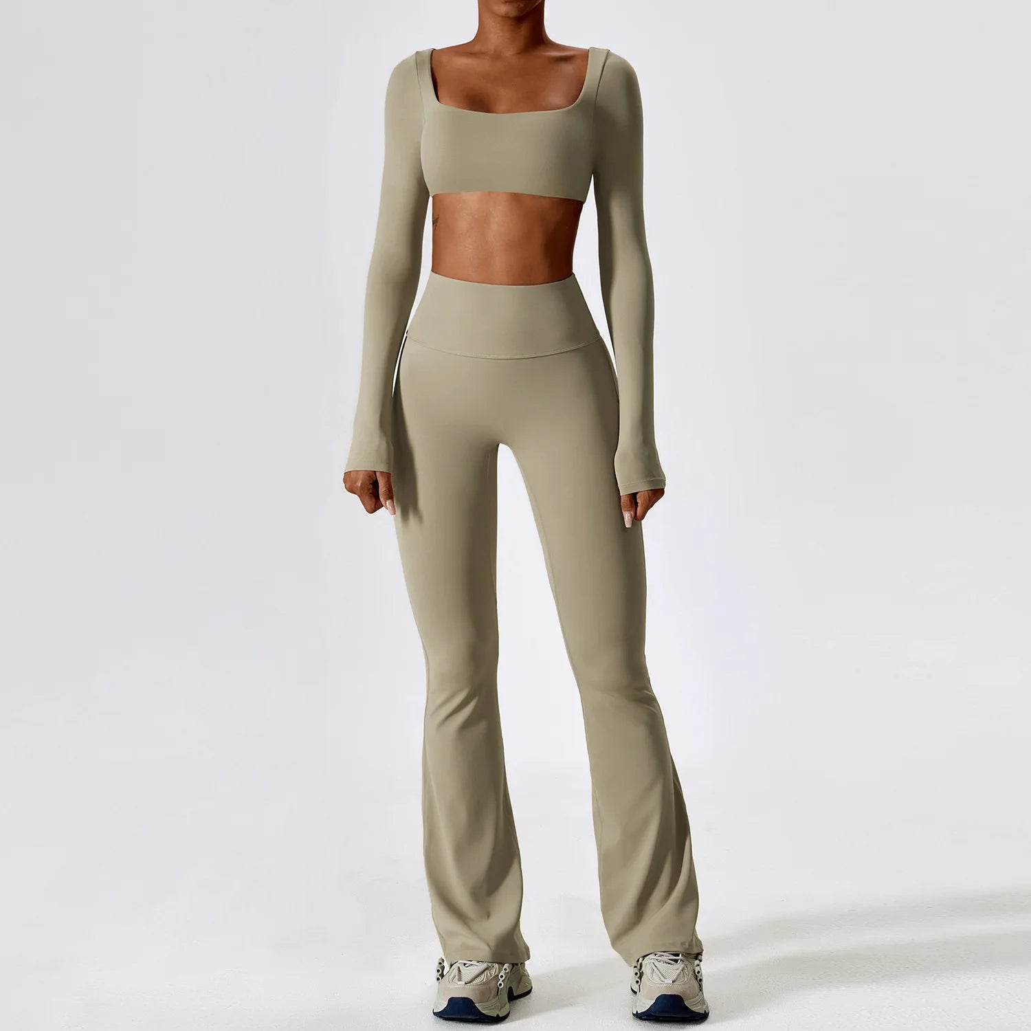 Conjunto Top Manga Longa e Calça Flare Modern Motion
