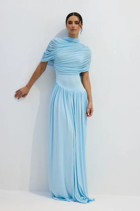 Vestido Longo Drapeado Assimétrico Modern Catherine