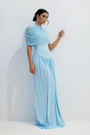 Vestido Longo Drapeado Assimétrico Modern Catherine