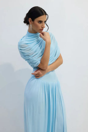 Vestido Longo Drapeado Assimétrico Modern Catherine