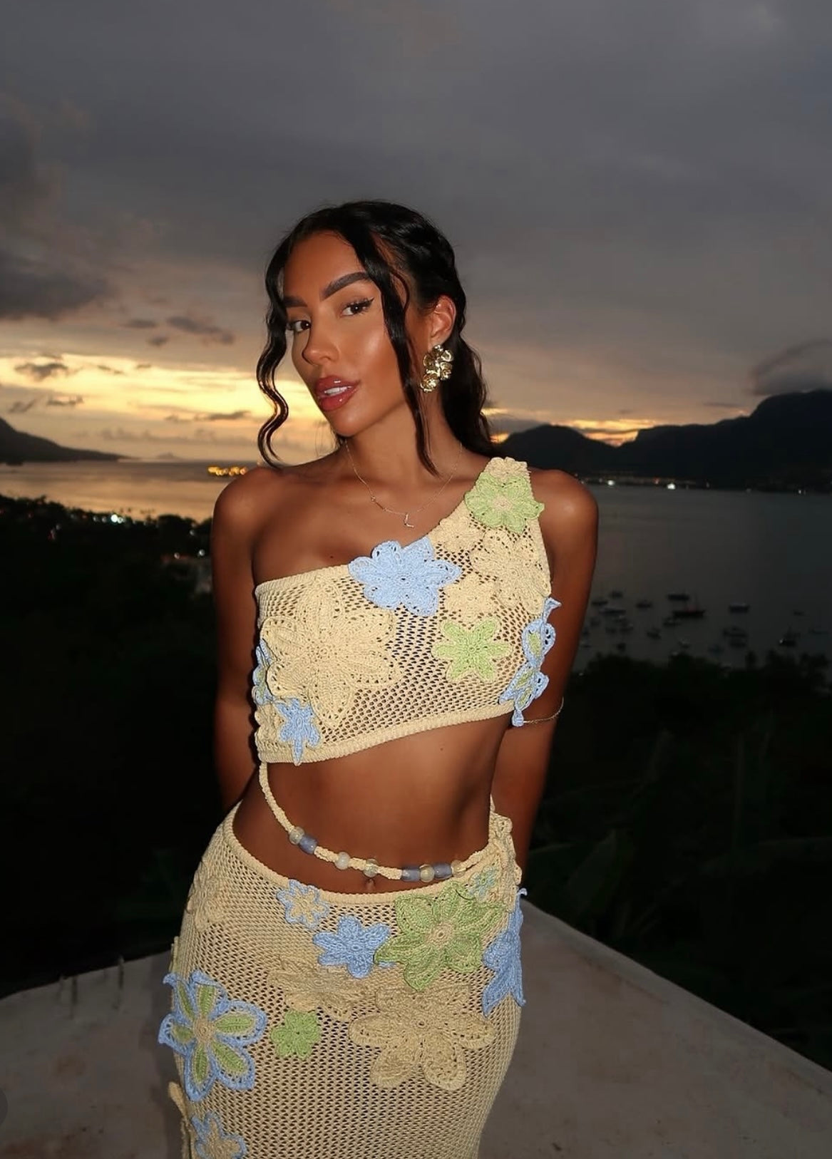 Conjunto Praiano Top e Saia Longa Modern Zalia