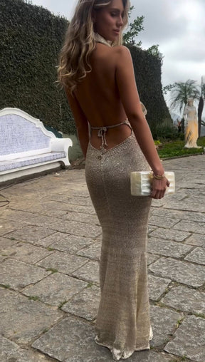 Vestido Longo com Decote Modern Agnes