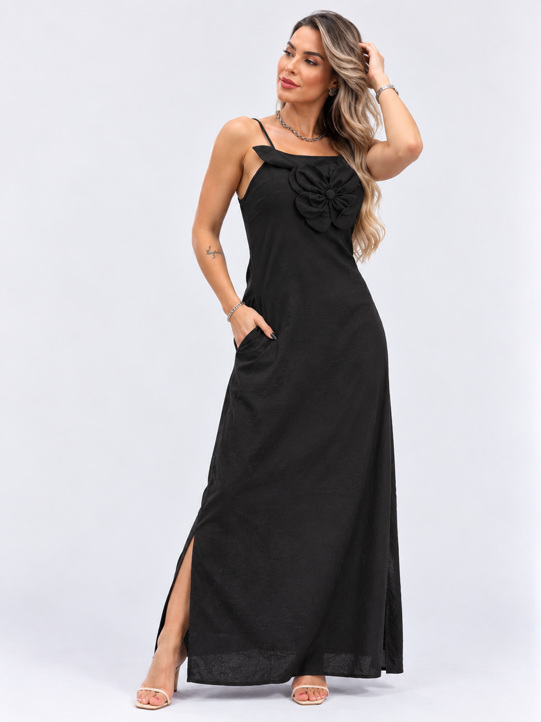 Vestido de Verão Longo Modern Maldivas com Flor