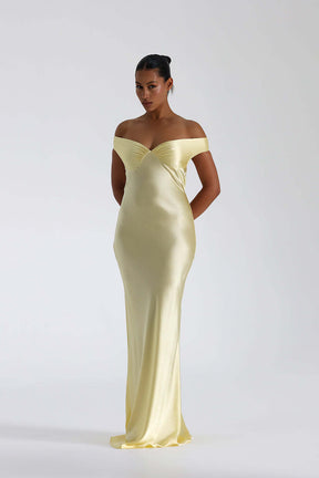 Vestido Longo Ombro a Ombro Cetim Jaine