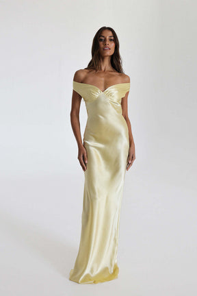 Vestido Longo Ombro a Ombro Cetim Jaine