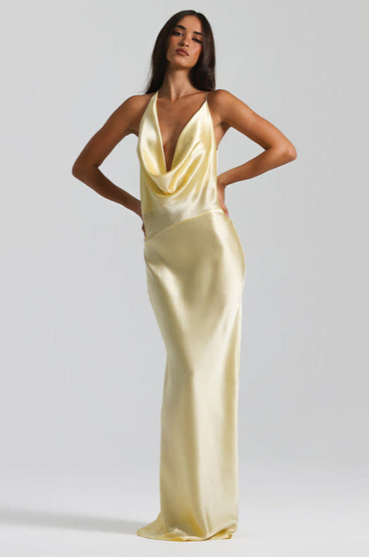 Vestido Longo em Cetim Tianny