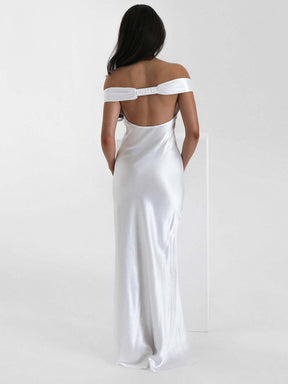 Vestido Longo Ombro a Ombro Cetim Jaine