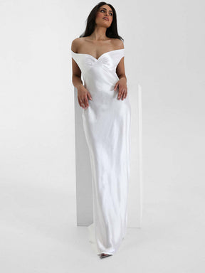 Vestido Longo Ombro a Ombro Cetim Jaine