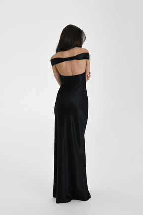 Vestido Longo Ombro a Ombro Cetim Jaine