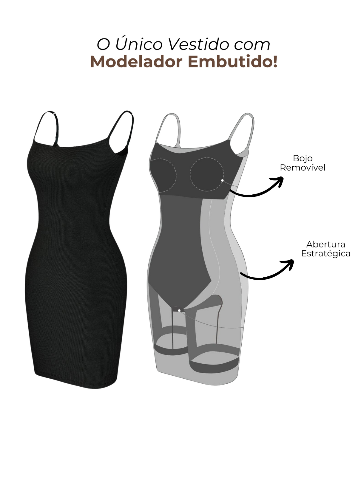 Vestido Modelador Suit 3 em 1 Embutido - Curto