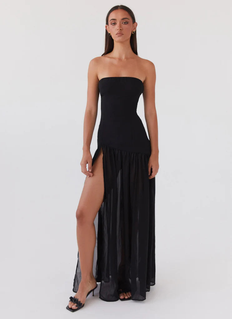 Vestido Longo Tomara que Caia  Com Fenda Modern Eden