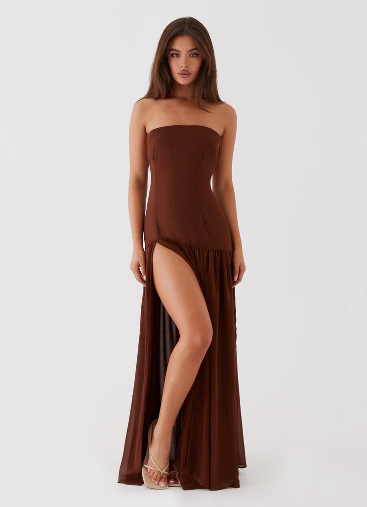 Vestido Longo Tomara que Caia  Com Fenda Modern Eden