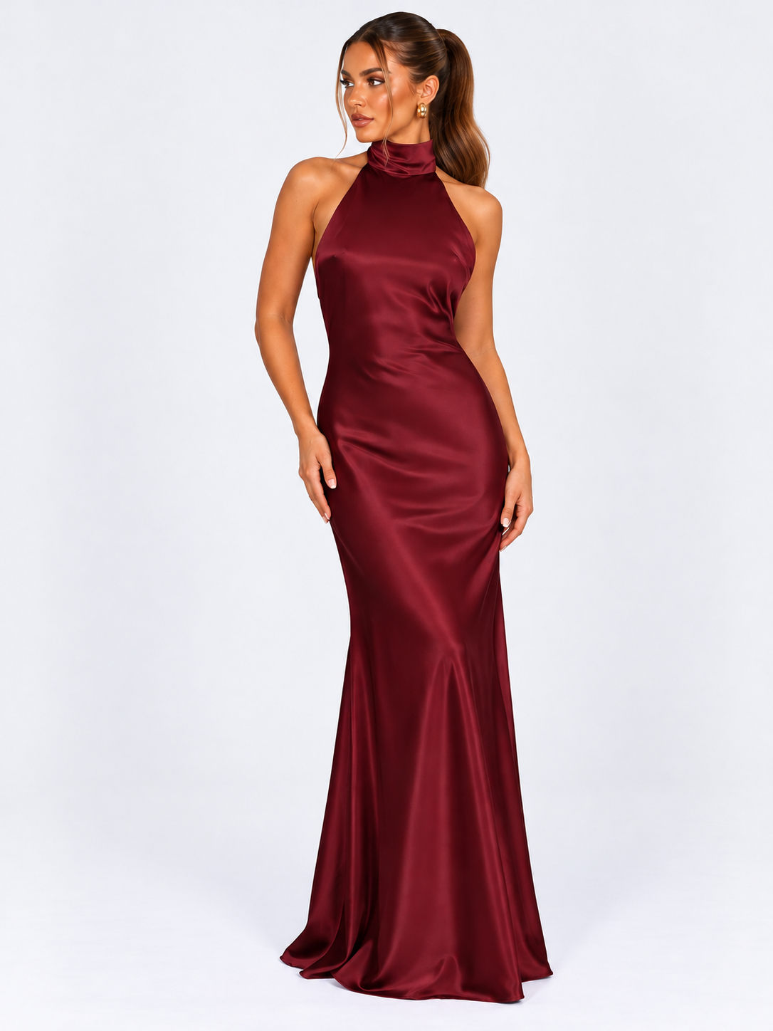 Vestido Longo Acetinado com Decote nas Costas Modern Hailey